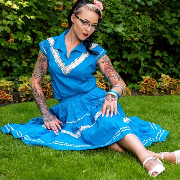 VINTAGE 1950s Patio Dress 2pc matching set - Picture 1 of 9